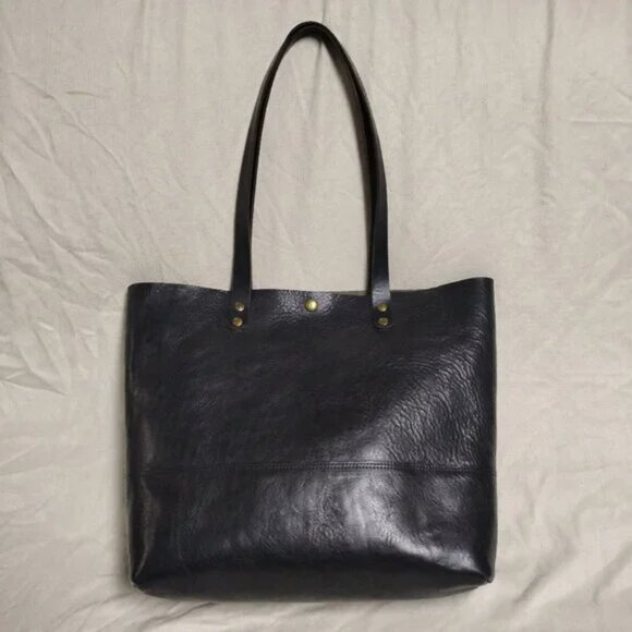 ❤️NELL HARPER England Black Leather Shopper Errand Bag Purse - Picture 2 of 9